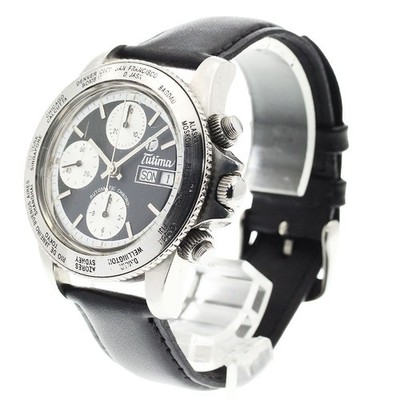 Tutima 793 Valjoux 7750 Chronograph Day-Date Automatik Herrenuhr Schwarz Weiß