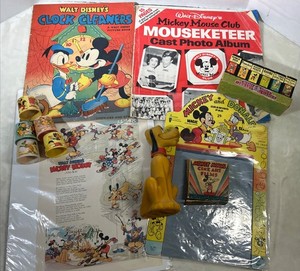 Vintage Disney Mickey Mouse Library Light Shades Cine Art Magic Slate Pluto Lot