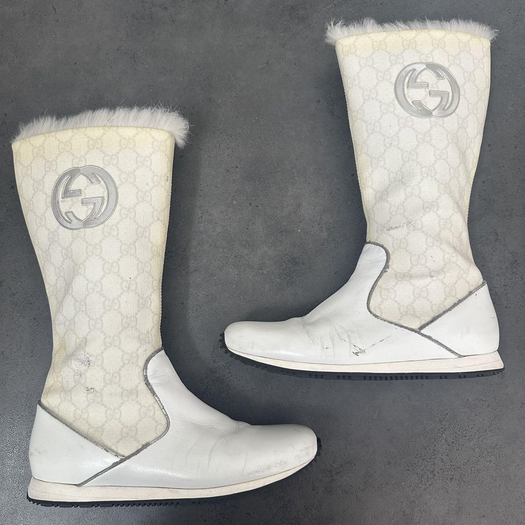 GUCCI Boots Heel Interlocking Leather White EU38/US8 107372c thumbnail 19