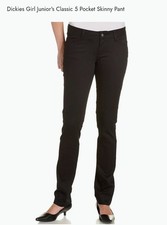 Dickies Black HH164 Girls 5 Pocket Classic Skinny Pant Low Rise Size 13