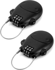 Retractable Combination Cable Lock, 2 Pack Adjustable 30" Steel Wire