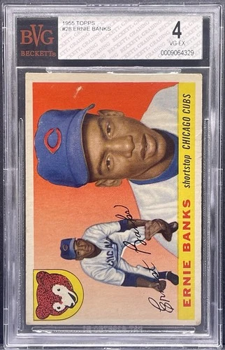 1955 Topps ERNIE BANKS #28 Chicago Cubs 2nd Yr HOF  BVG 4