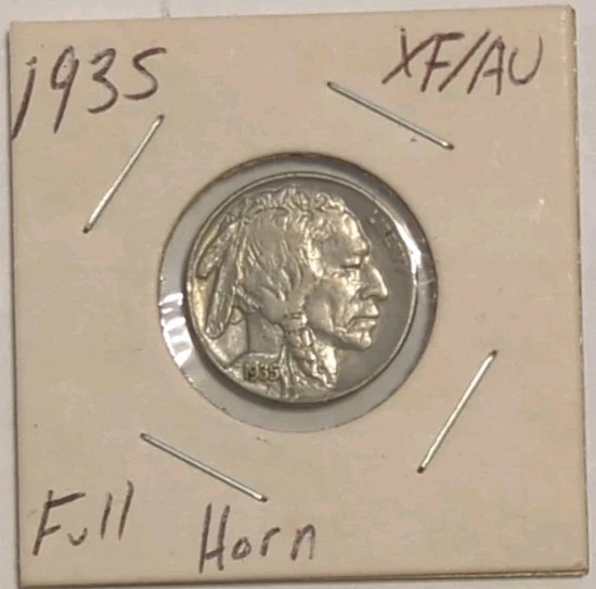 1935 Buffalo Nickel 5c US Genuine Full Horn Double Die Reverse Coin Very Rare! - Image 2 of 4