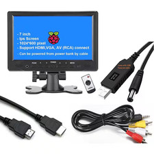 7 In. HDMI VGA Monitor with IPS Display, 1080P, 60Hz, Built-In Speakers, 12V USB