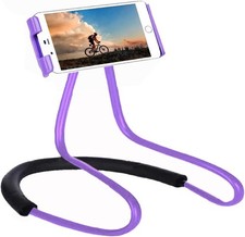 Lazy Cell Phone Holder - Universal to Wear Around Neck Purple