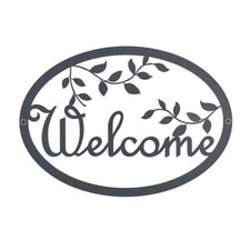 Metal Welcome Sign for Front Door - Black Wall Decor - Indoor Outdoor Home De...