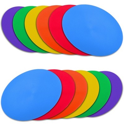 Colored Poly Spot Marker 9 Inch Non Slip Rubber Agility Flat Cones 12 PCS