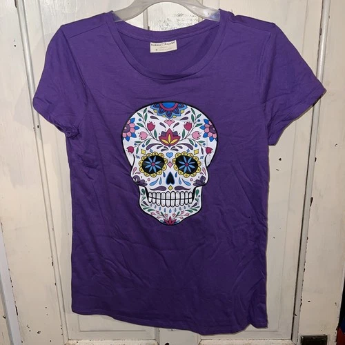 Bobbie Brooks Top Women’s Small Sugar Skull Day Of The Dead Graphic T-shirt