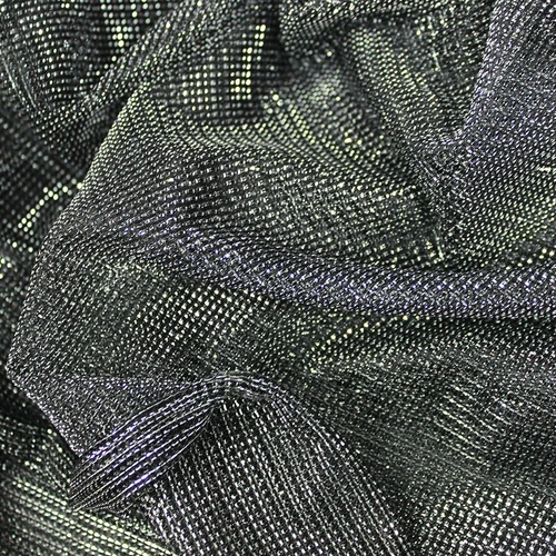 SILVER/BLACK Lurex Metallic Mesh Fabric Sold Per Metre Stage Costumes -KBT9547
