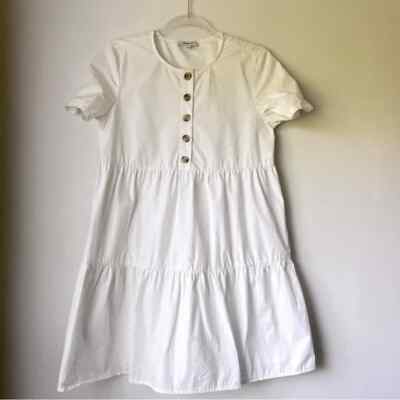 madewell short sleeve tiered mini dress Short-Sleeve Tiered Mini Dress in Gingham Check