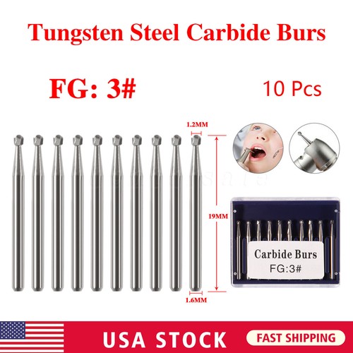 10Pcs FG Dental Carbide Burr Burs Drills FG 2/3/4/5/701/ 330/1558 for High Speed - Picture 43 of 142