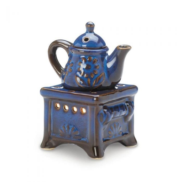 BLUE TEAPOT STOVE FRAGRANCE OIL WARMER Porcelain eBay