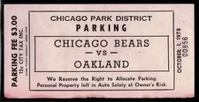 1978 FOOTBALL PASS/TICKET BEARS RAIDERS WALTER PAYTON 123 yds NFL RUSHING TITLE