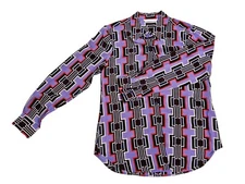 Trina Turk Women 100% Silk Collar Blouse small (lot 136)