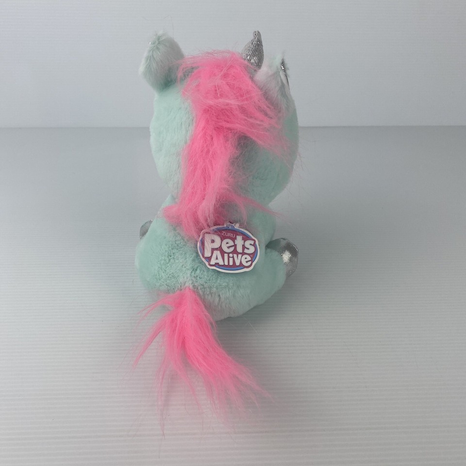 Zuru Pets Alive Unicorn Plush Green Pink Electronic Pet 19cm Sound
