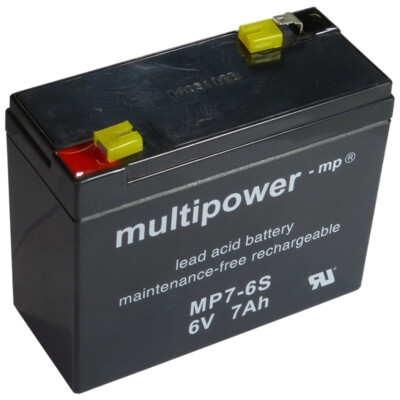 Bleiakku Blei Gel Akku Multipower MP7-6S ersetzt Long WP7-6S 6V 7,0 Ah