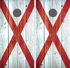 Alabama Flag Vintage Distressed Wood Cornhole Board Decal Wrap Wraps