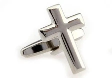 MRCUFF Cross Silver Pastor Pair of Cufflinks in a Presentation Gift Box & Cloth