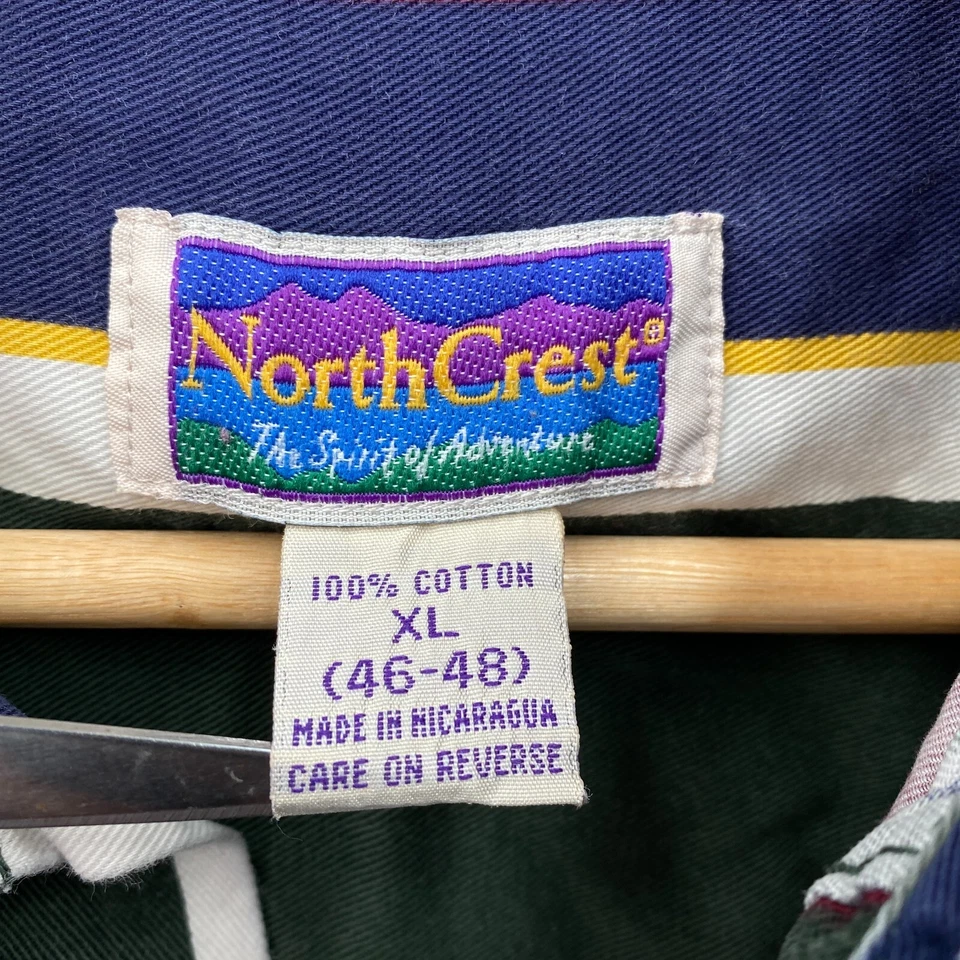 NorthCrest Mens XL Button Down Loud Shirt Multi Balanced Bold Stripe Twill - Image 2 of 4