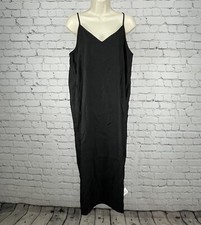 NWT ASOS Design Black Adjustable Strap Basic Slip Midi Dress Unlined Size US 10