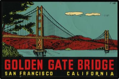 #k359 (1) Vintage San Fransisco CA Decal Sticker Luggage Label Laminated GGB