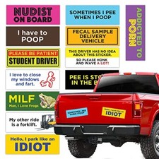 Funny Prank Magnet Bumper Sticker 12-Pack- Magnetic Bumper Decal Bumper Magnets