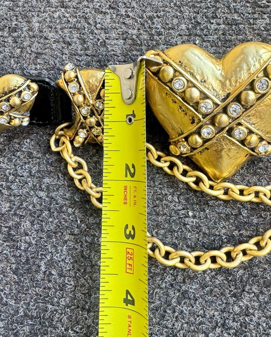Streets Ahead Statement Belt Hearts Crystals Chains Leather  display picture 3