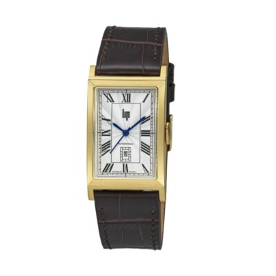 Lip Churchill T26 671935 Mens Black Leather Straps Analog White Dial Watch 46mm