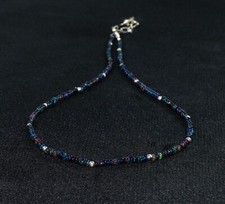 Black Opal Necklace - Opal Gemstone - Ethiopian Opal - Rondelle Opal Necklace