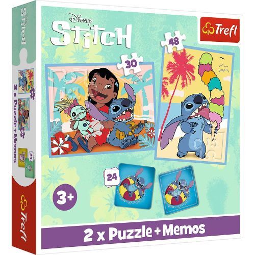 Trefl TRF93585 2 Puzzle in 1 + Memos - Lilo & Stitch: Happy Lilo & Stitch Day