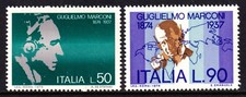 Italy 1974 Guglielmo Marconi Complete Mint MNH Set SC 1141-1142