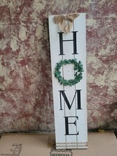 "Rustic HOME Porch Sign   Farmhouse Vertical Wooden Welcome Sign w/ Wreath 36  "