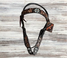 Circle Y Brown Walnut Beaded Tack Set (Breast Collar and Browband Headstall)