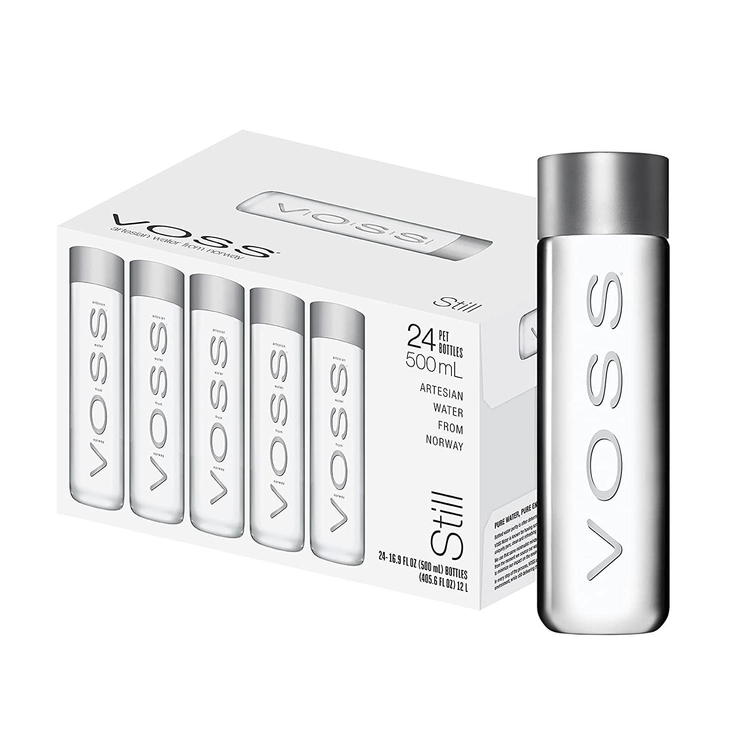 VOSS Artesian Still Water, 500 Ml Plastic Bottles, Pack of 24