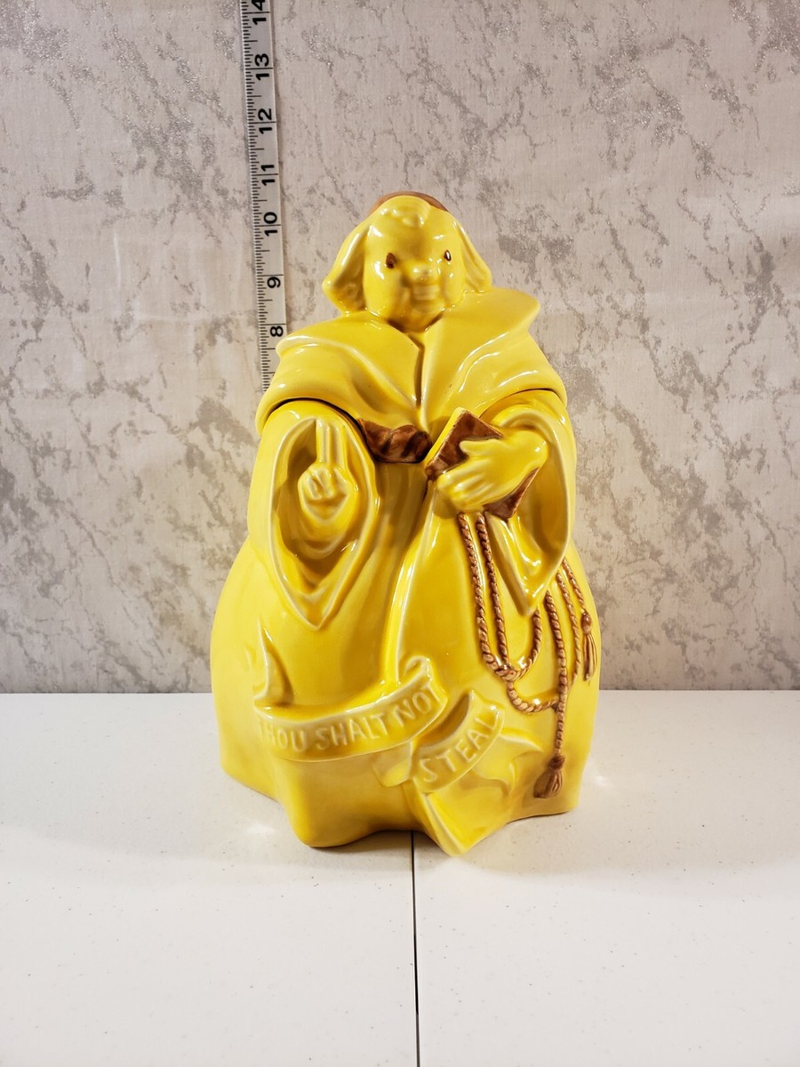 Vintage Red Wing Yellow Thou Shalt Not Steal Friar Tuck Cookie Jar