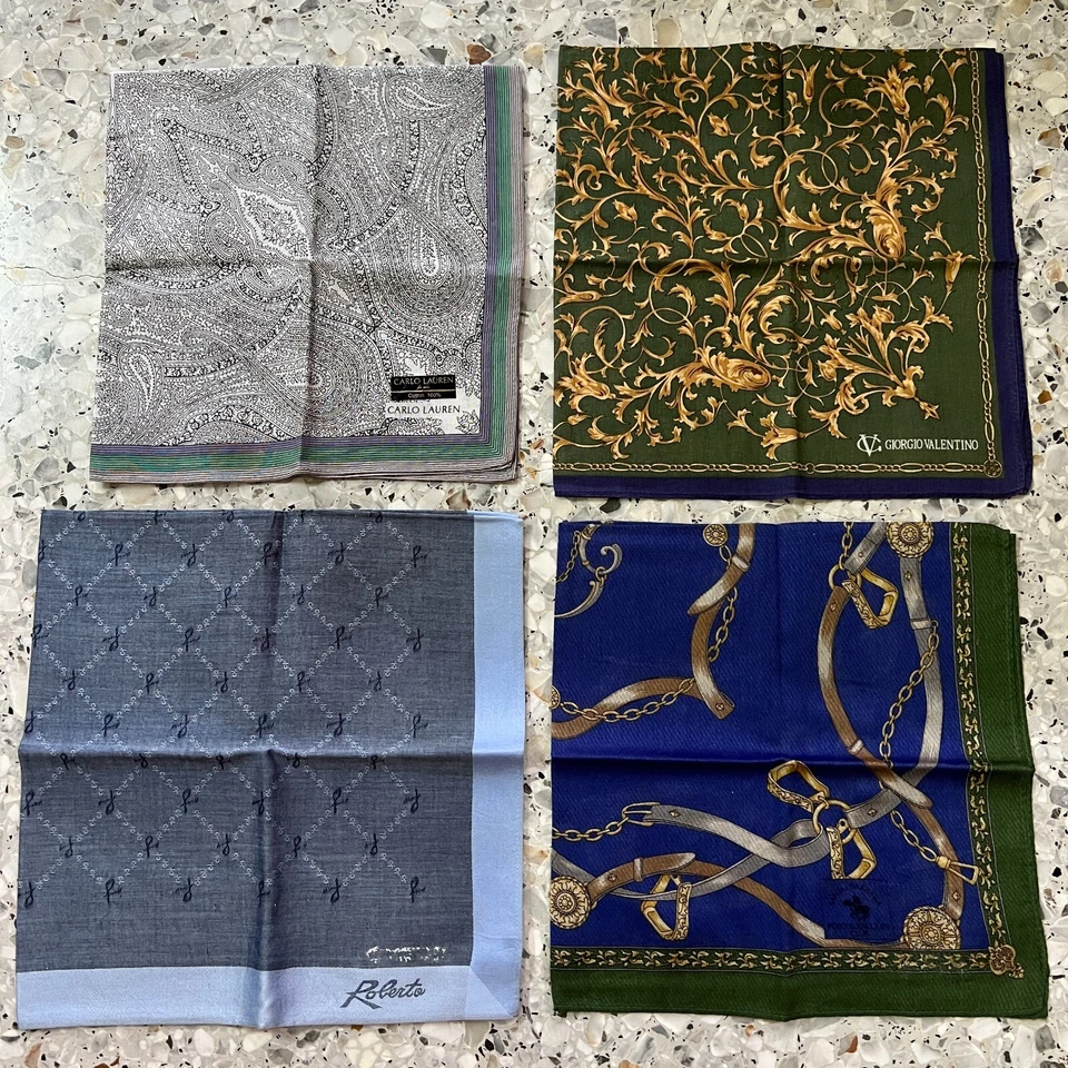 4 HANKY CLÁSICO HOMBRE DE COLECCIÓN ALGODÓN ARTE PAÑUELO DE BOLSILLO 18" AZUL VERDE NEGRO PAISLEYS Foto 2 de 4