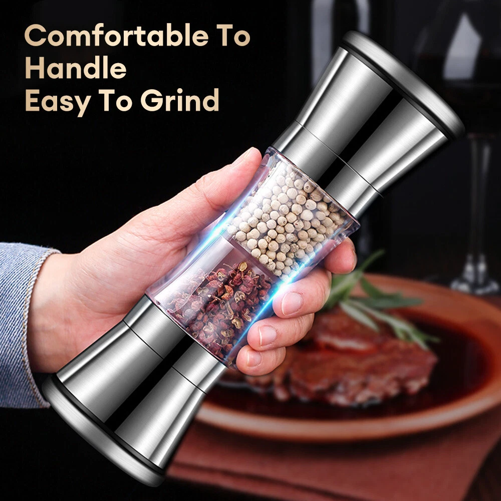2 in 1 Pepper Grinder Stainless Steel Double-Head Sea Salt Spice Manual Grinder 2 in 1 Pepper Grinder Stainless Steel Double-Head Sea Salt Spice Manual Grinder