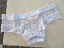 NWT Victoria s Secret PINK Cheekster Panty Sz. XS Light Blue Lacy Waistband