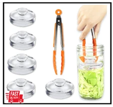 Glass Fermentation Weights with Grip Handle for Wide Mouth Mason Jars 5-Pack