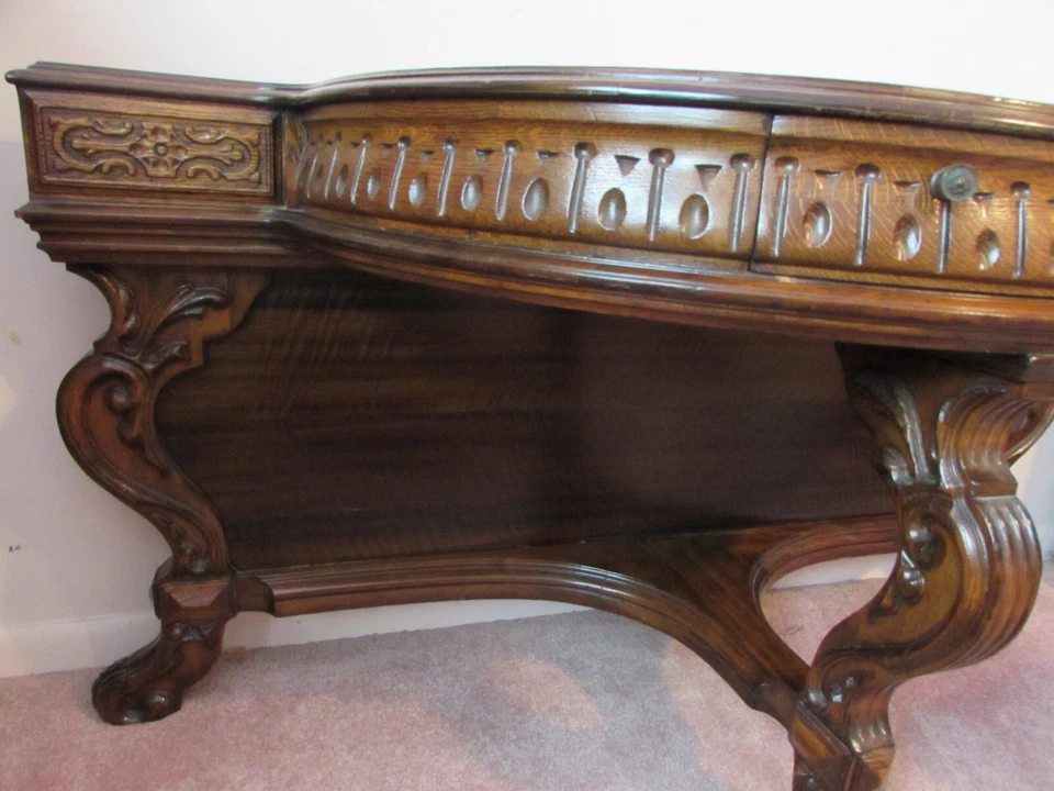 Antigua mesa de pasillo de madera maciza Demilune vestíbulo entrada media redonda Williamsport Foto 3 de 4