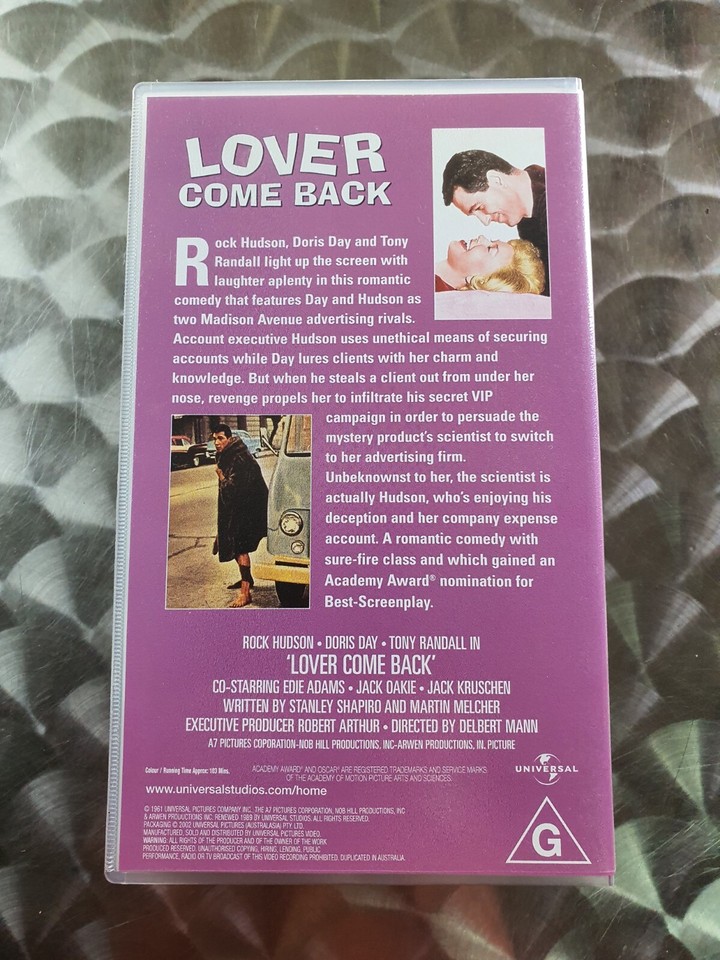 Lover Come Back Doris Day VHS Movie Video Tape VGC eBay
