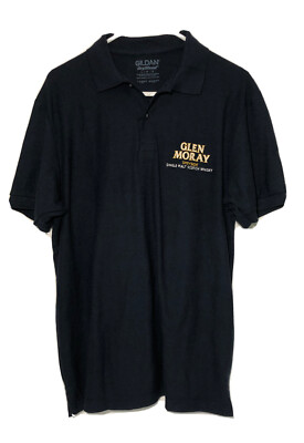 Glen Moray Scotch Whiskey Polo Shirt-Men s Sz. Lg. Dark Navy Blue -Single Malt