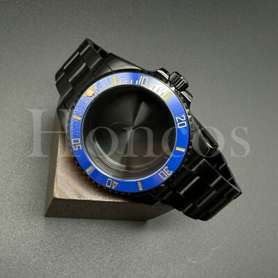 Custom Made MODS Watch Black Case and Bracelet Fits for NH34/35 Movement Blue/GD