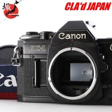 Canon AE-1 Black Body 35mm SLR MF Film Camera w/ Strap CLA'd Near MINT JAPAN