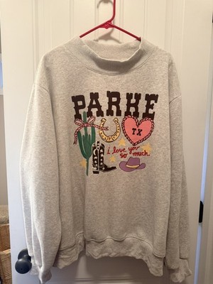 Women's RARE Gray AUSTIN TEXAS Parke  Crew Neck Pullover Fleece Sweatshirt XXL