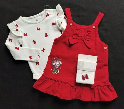 Baby Mädchen Disney Minnie Mouse Figur rot 3-teiliges Kleid Set 3-6-9 Monate
