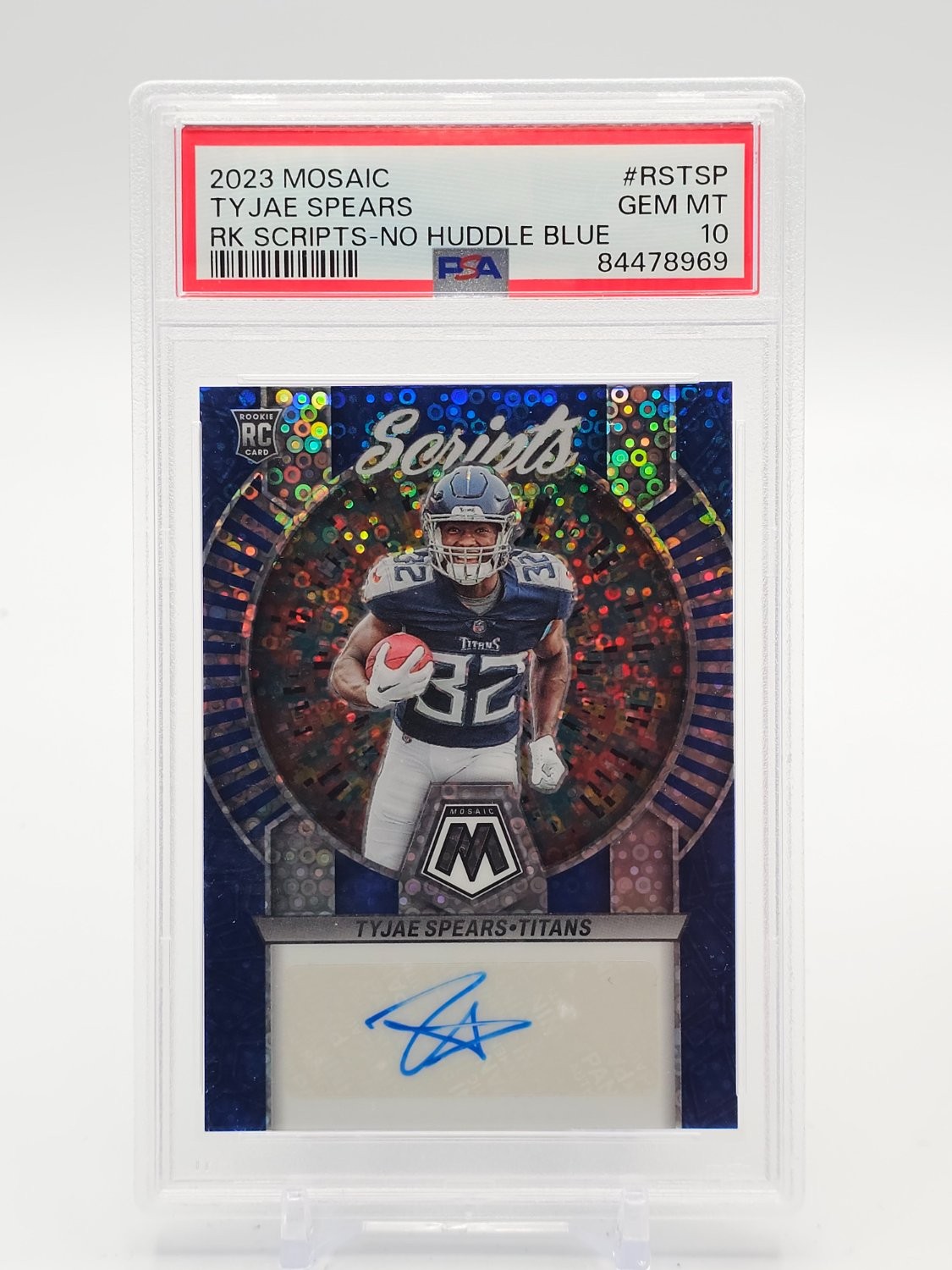Tyjae Spears Panini Mosaic Rookie Scripts #RSTSP No Huddle Blue