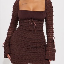 Fashion nova  Espresso Lace Mini Dress - Brown small NWT
