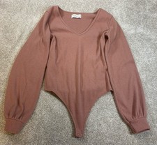 ABERCROMBIE Pink Soft A F Cozy long sleeve thong bodysuit Medium