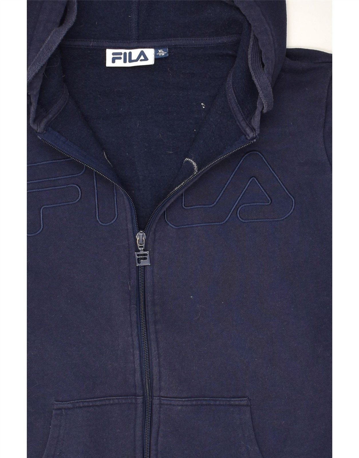 FILA Felpa donna con cappuccio e zip UK 18 XL blu navy cotone BE07
